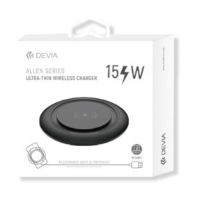 Bezicni punjac Devia Wireless Devia Allen Series Ultra Thin Charger 15W crna
