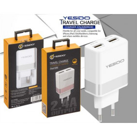 Adapter Yesido YC01 2usb Port 2.A srebrna