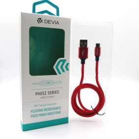USB Pheez Devia Cable Micro 2.4A 1M crvena