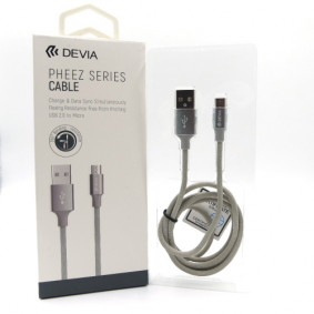 USB Pheez Devia Cable Micro 2.4A 1M siva